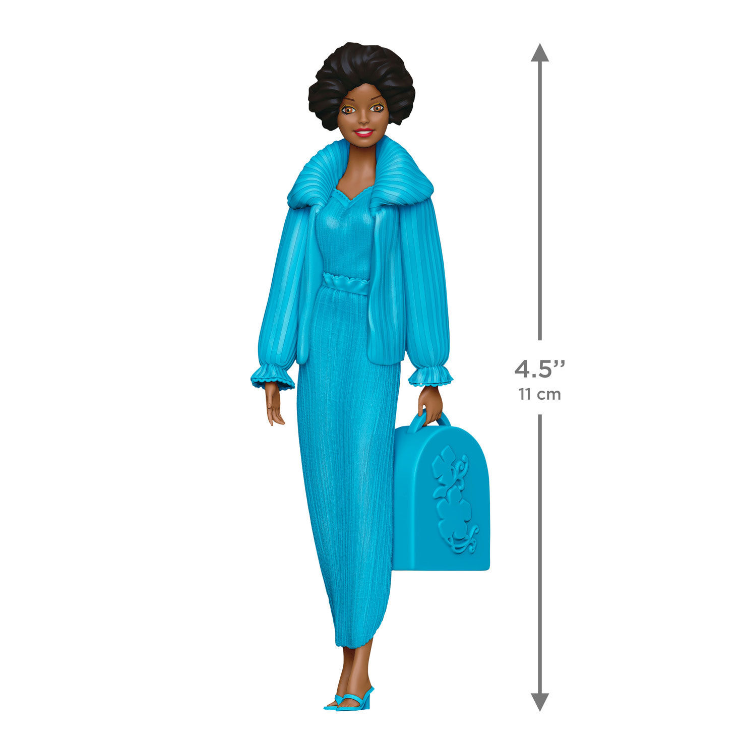 Black Barbie Blue Outfit With Bag Keepsake Ornament measurement image number 3