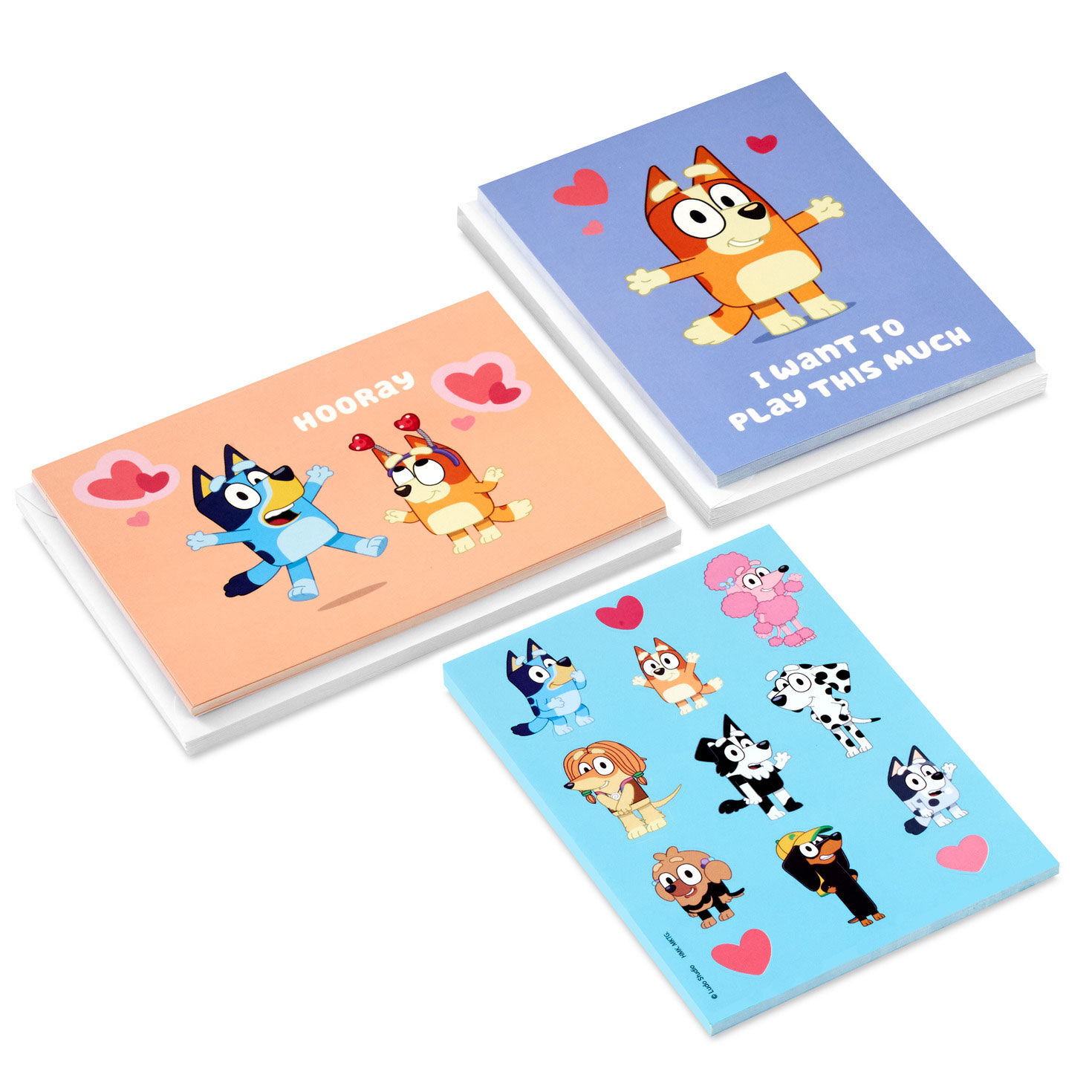 Bluey and Bingo Kids Assorted Valentines With Stickers, Pack of 24, , large image number 1