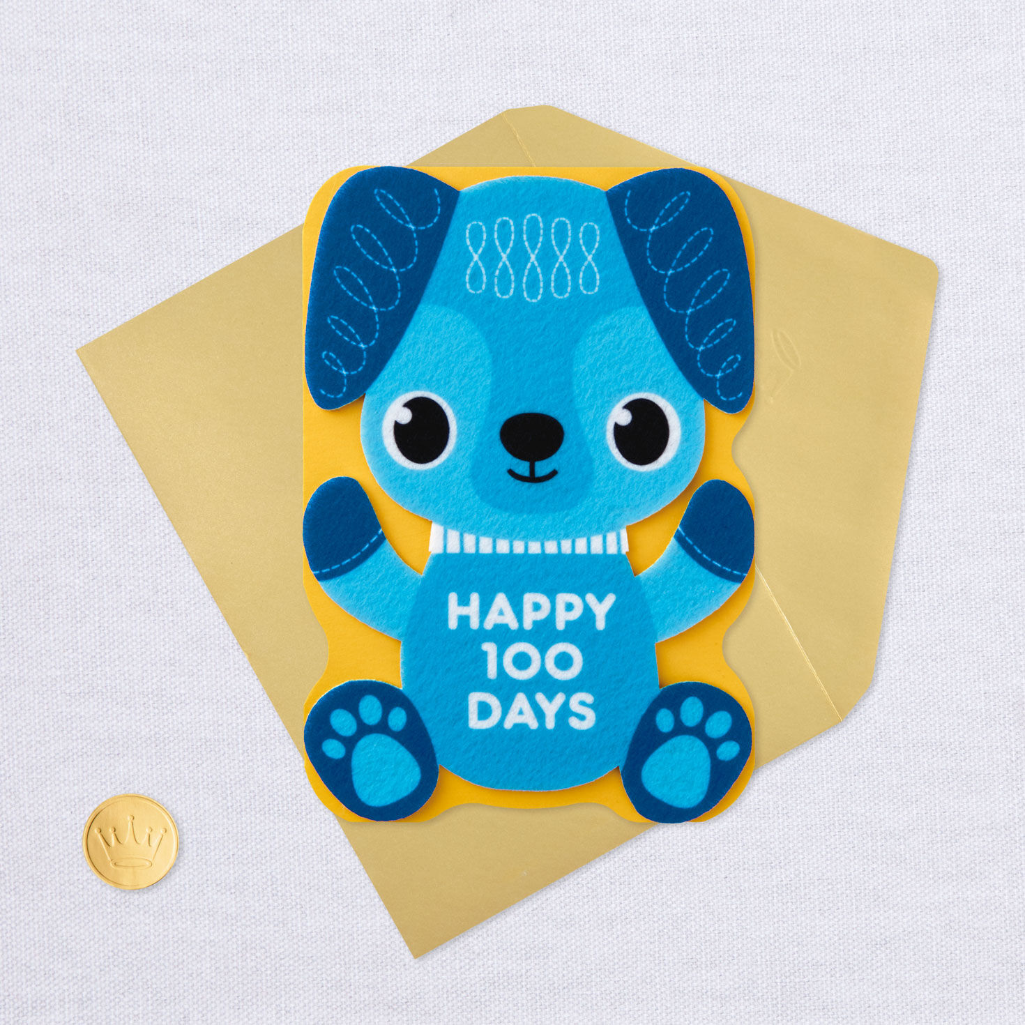 Happy 100 Days Felt Puppy New Baby Card for only USD 5.99 | Hallmark