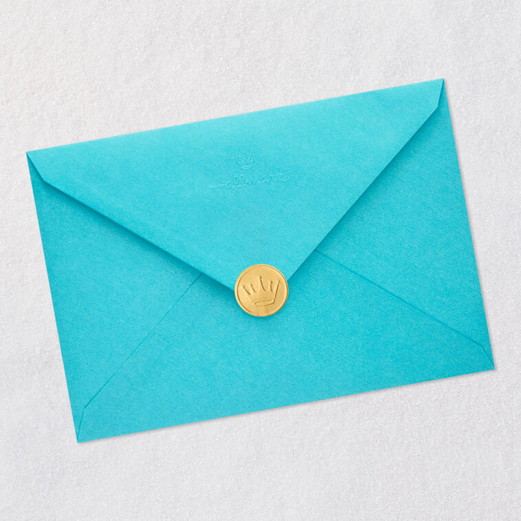 Turquoise, Blue and Gold Polka Dots Birthday Card Envelope Back with Seal image number 8