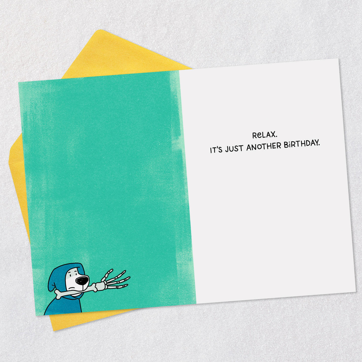 Grim Reaper's Emotional Support Dog Funny Birthday Card Open card with envelope image number 3