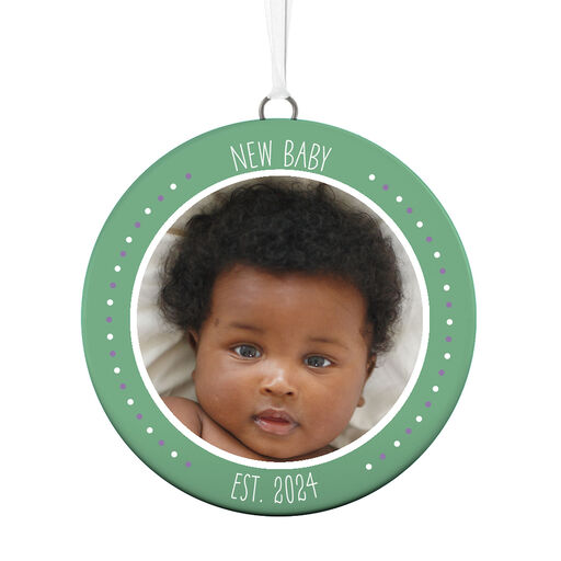 New Baby Personalized Text and Photo Ceramic Ornament, 