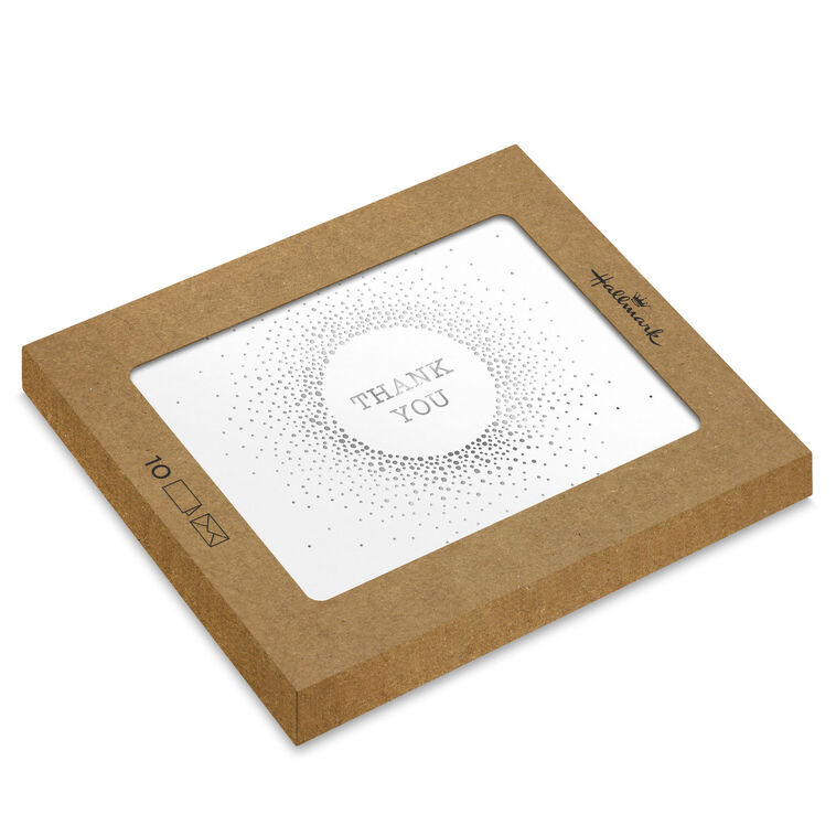 Silver Sparkle Blank Thank You Notes, Pack of 10