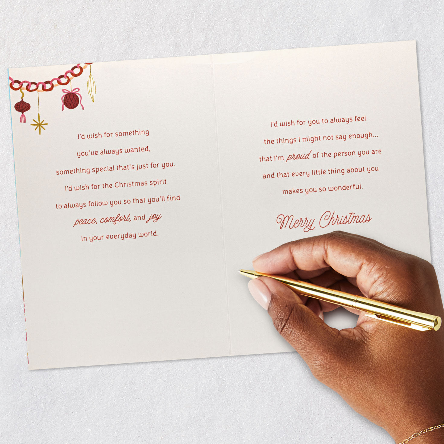 Cozy Holiday Tree Christmas Card for Daughter Signing card image number 7