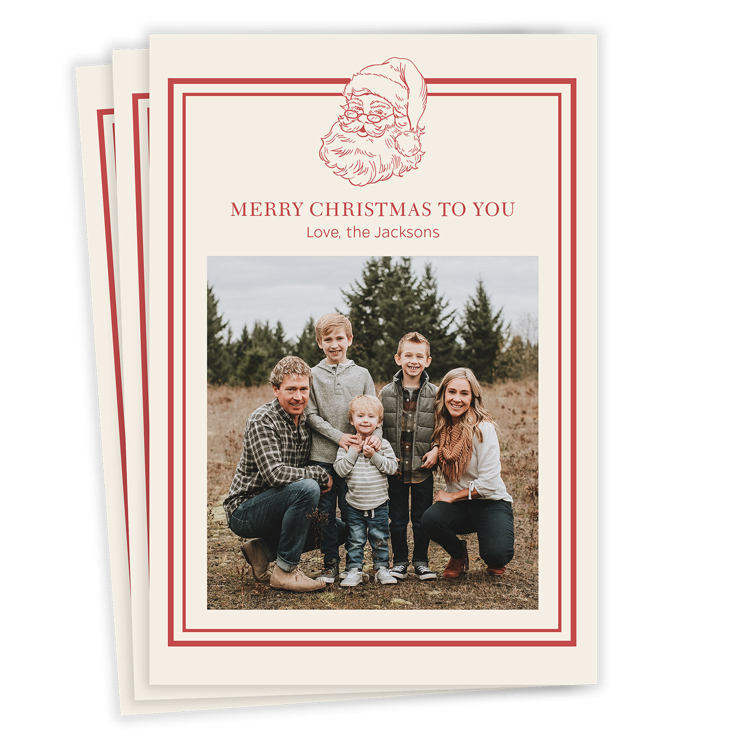 Classic Santa Letterhead Flat Christmas Photo Card