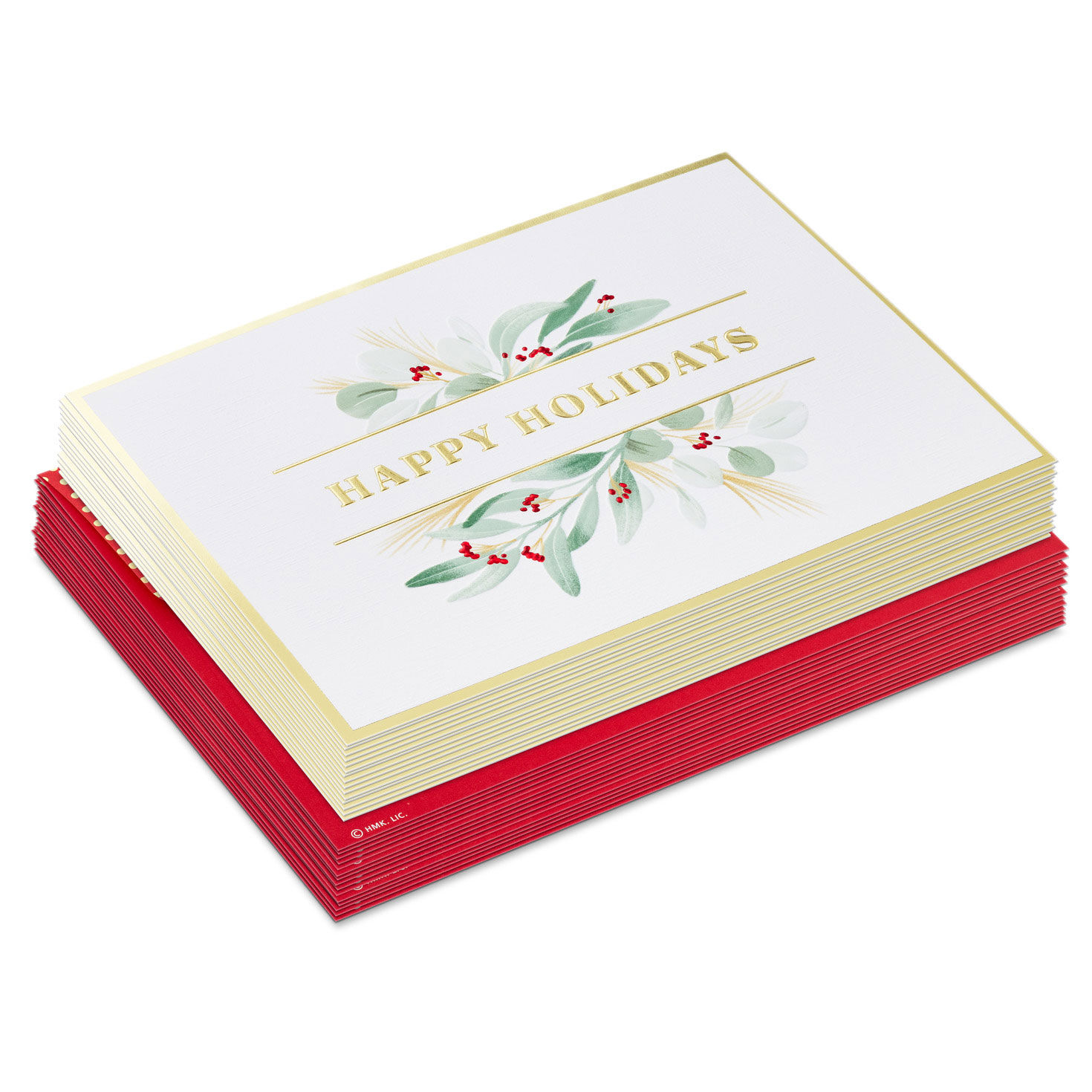 Elegant Greenery Boughs Boxed Christmas Cards front stacked image number 2