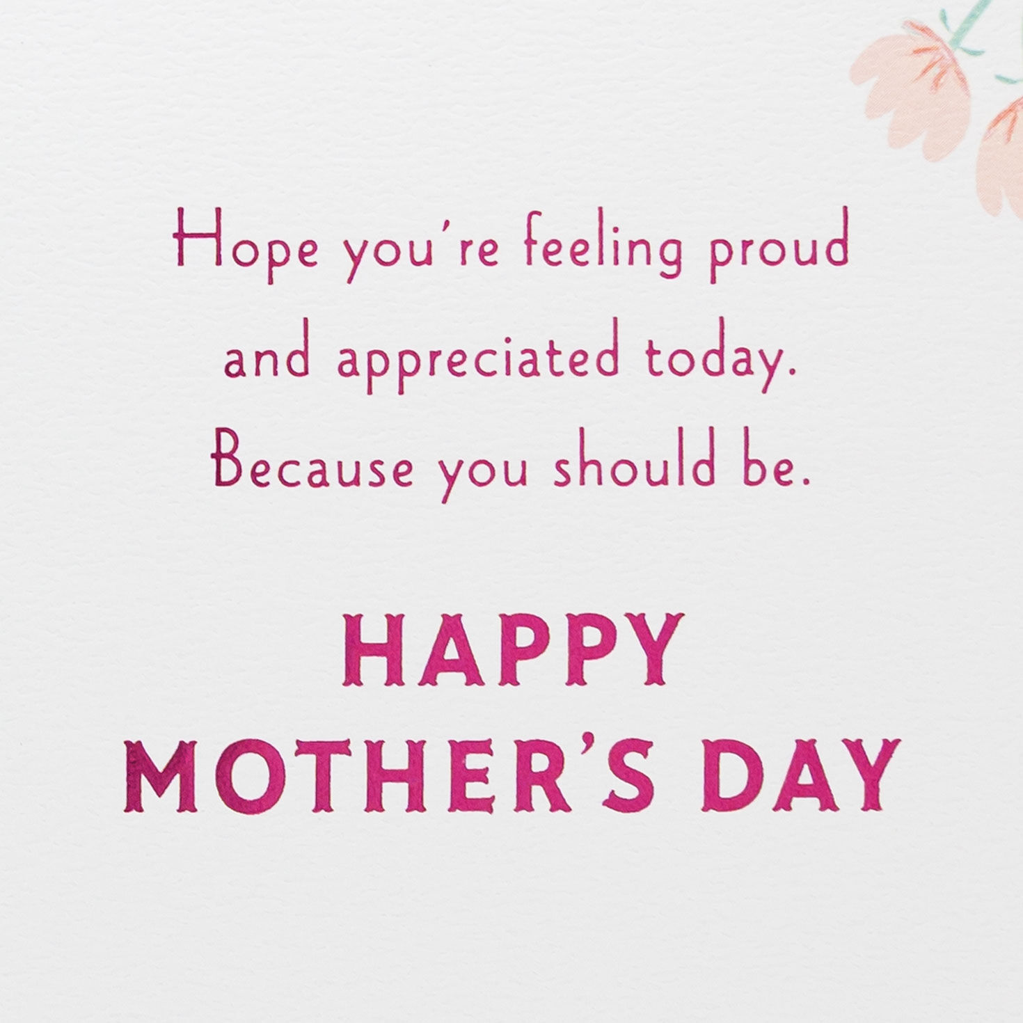 White Flowers on Pink Sparkle Mother's Day Card Sentiment image number 3