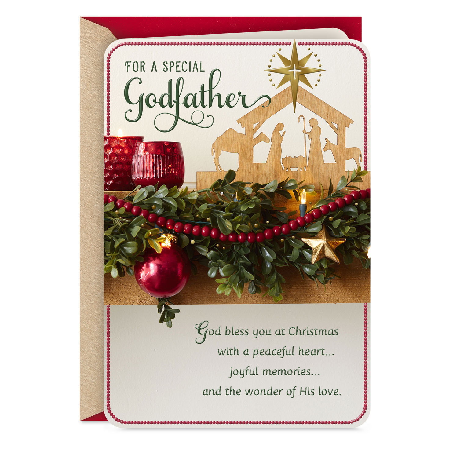 Wonder of His Love Religious Christmas Card for Godfather
