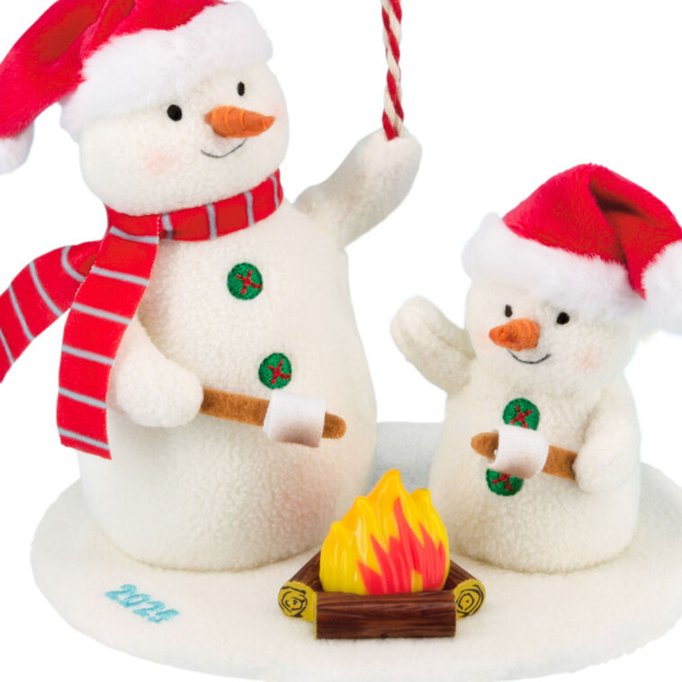 Snowmen Roasting Marshmallows Christmas Ornament upclose view image number 5