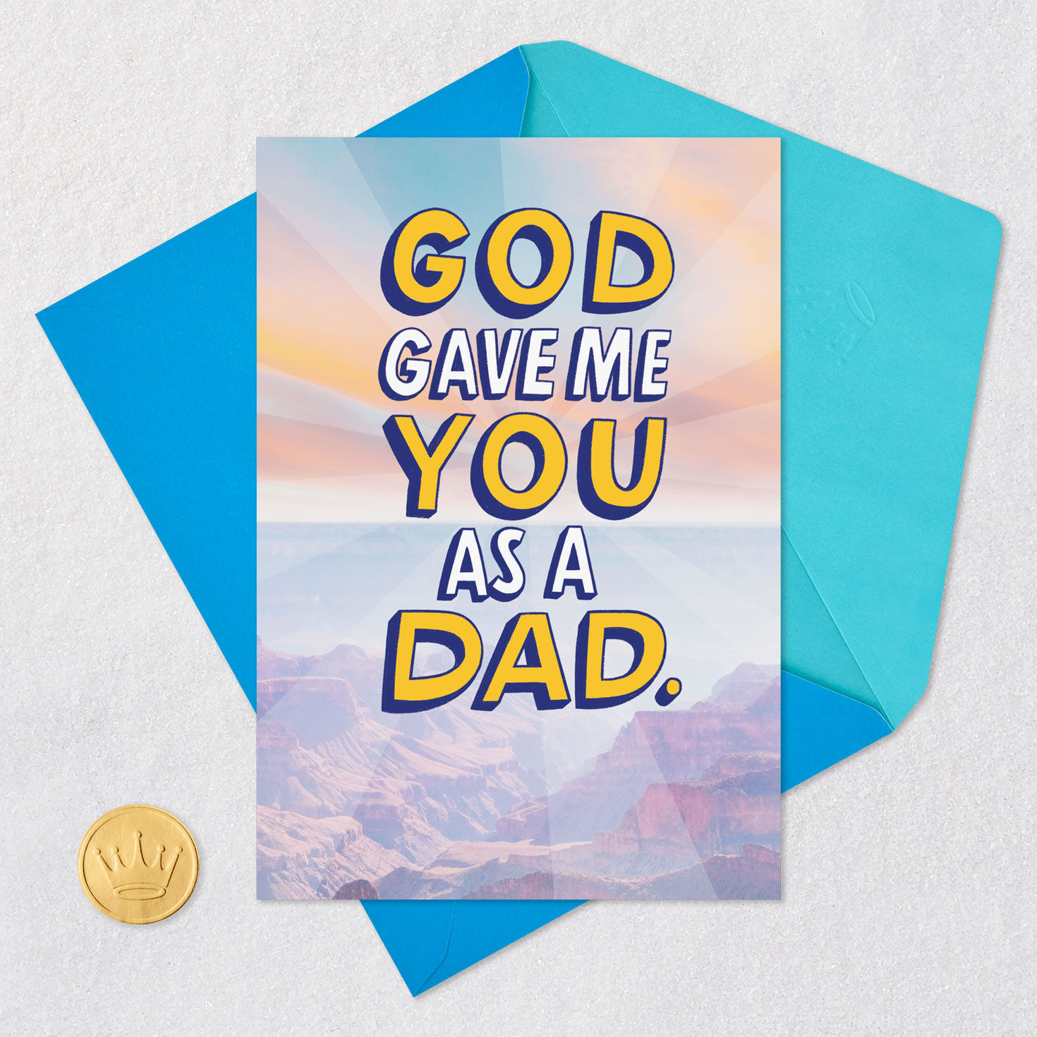 Heavenly Skies Over Mountains Father's Day Card Card Front with Envelope and Gold Seal image number 5