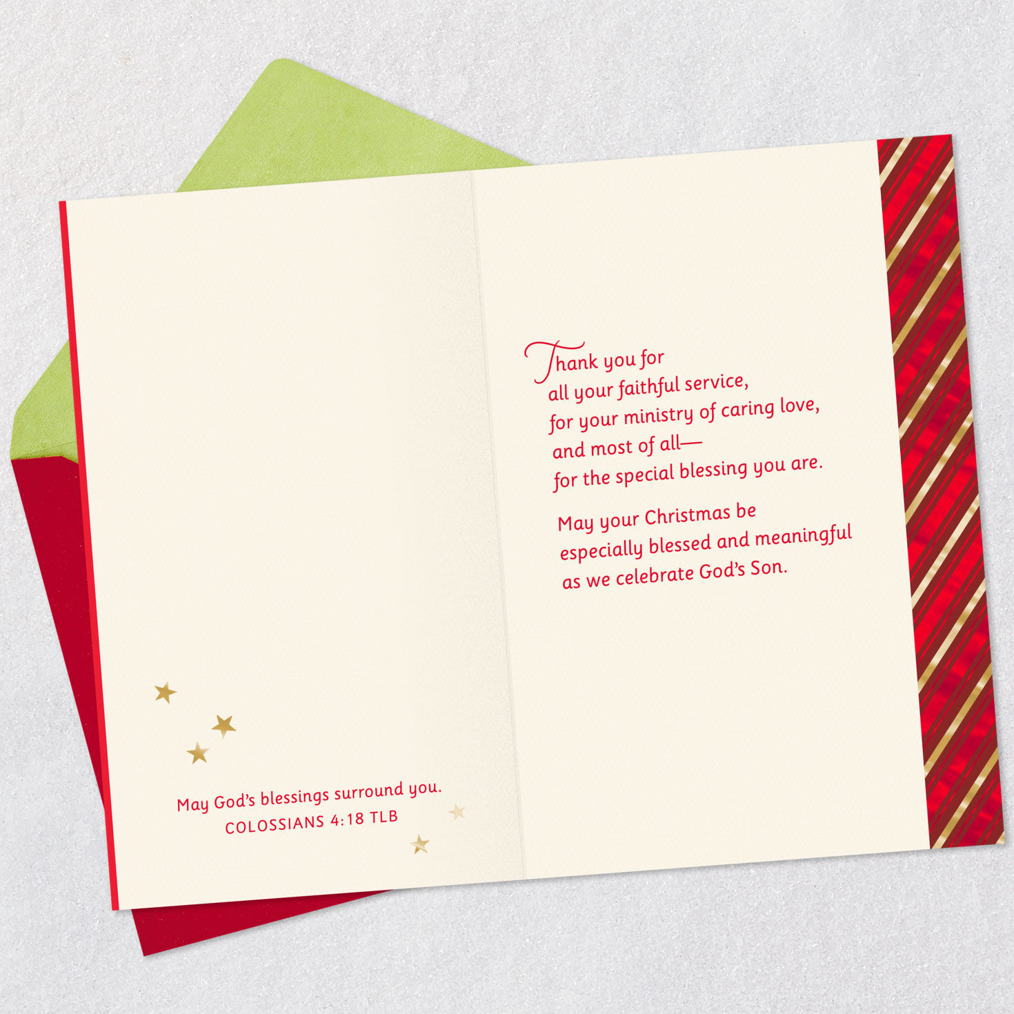 Gold Snowflake Minister Religious Christmas Card Open card with envelope image number 4