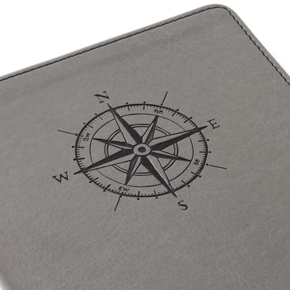Gray Etched Compass Faux Leather Notebook, , large image number 5