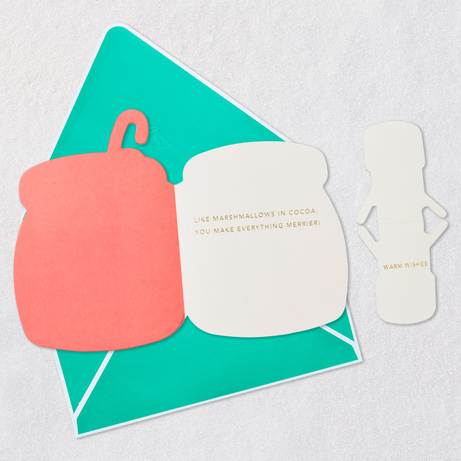 Marshmallows in Cocoa Mug Christmas Card Open card with envelope image number 4