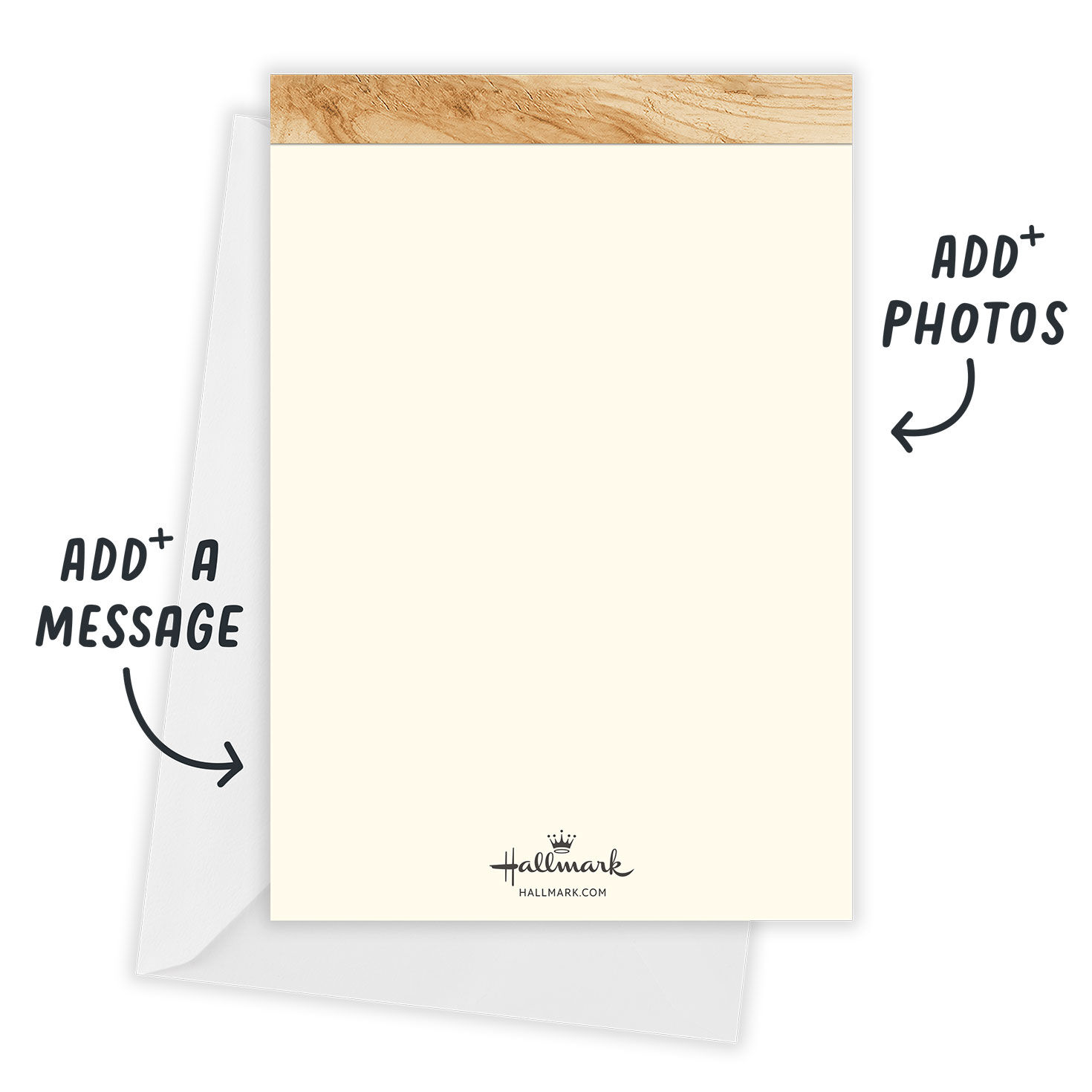 Wood Frame Collage Personalized New Year Photo Card Card back with Envelope indicating personalization image number 3