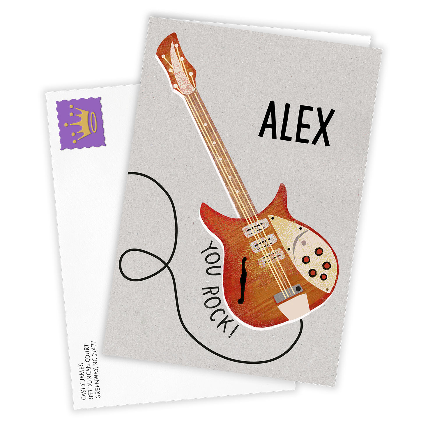 You Rock Guitar Personalized Encouragement Card Card Front with Envelope image number 2