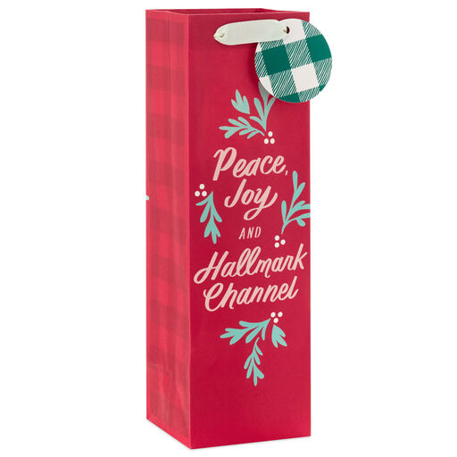 13" Peace, Joy and Hallmark Channel Wine Gift Bag, 