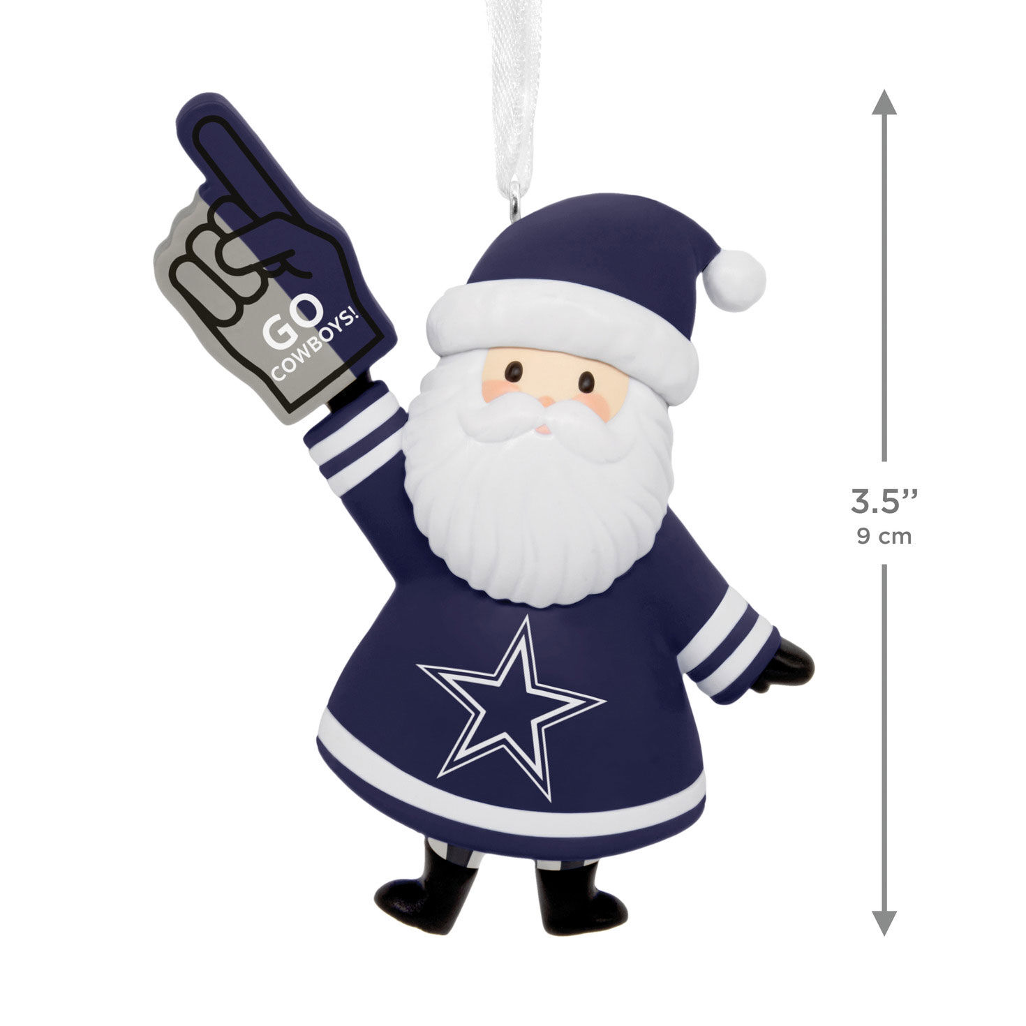 Dallas Cowboys Santa Fan Christmas Ornament measurement image number 3