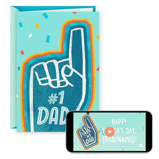 Foam Finger #1 Dad Video Greeting Father's Day Card, 