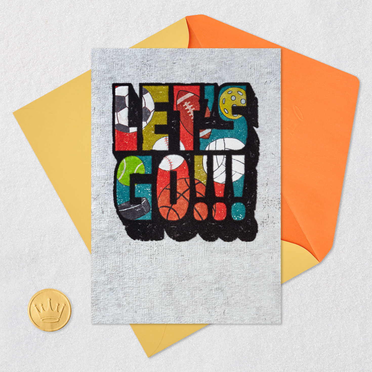Let's Go Sports Graphics Kids Birthday Card Card Front with Envelope and Gold Seal image number 6