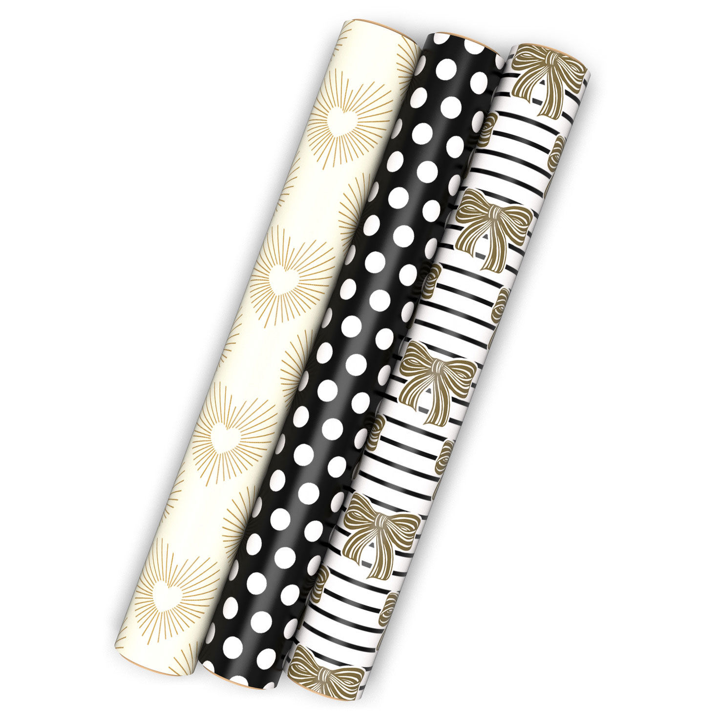 Hearts, Dots and Bows 3-Pack Wrapping Paper Mini Roll Bundle, 60 sq. ft. total
