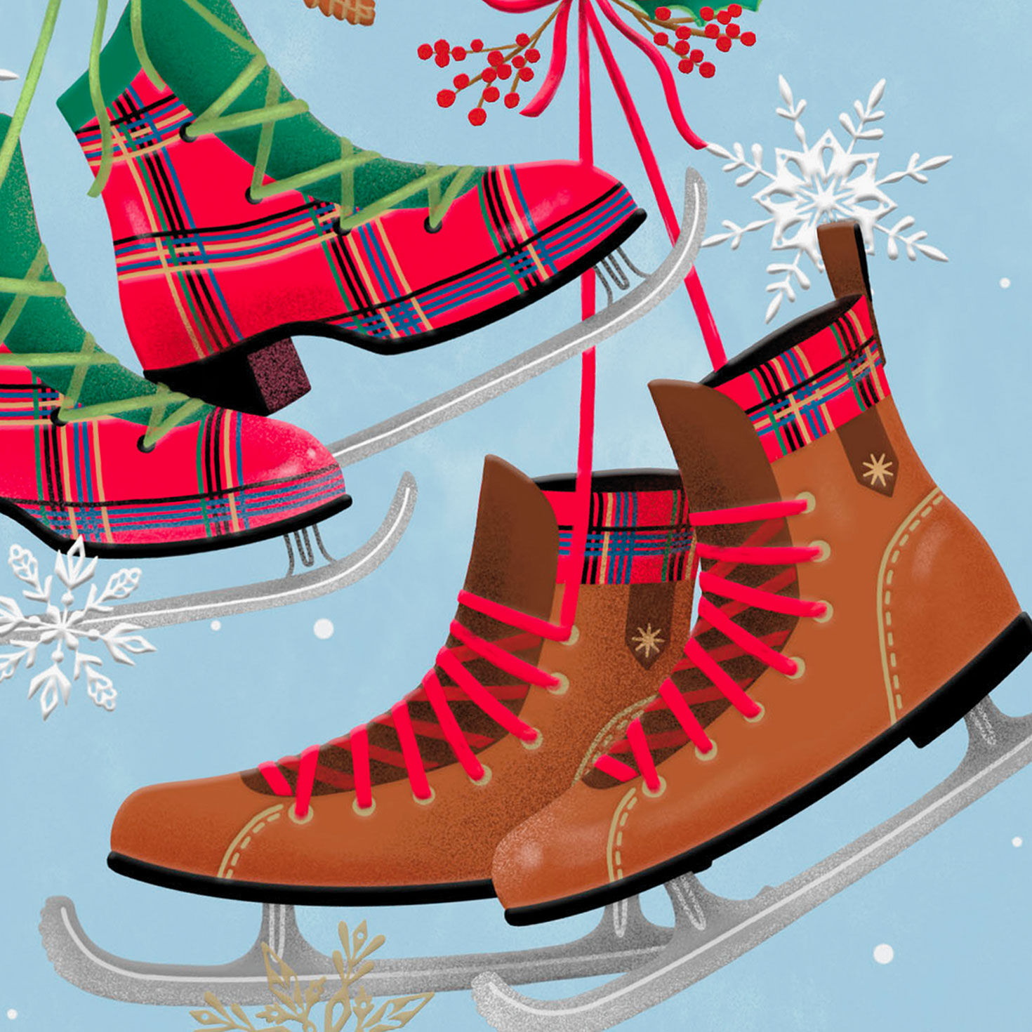 Ice Skates Christmas Card for Daughter and Son-in-Law Card Front Detail image number 4