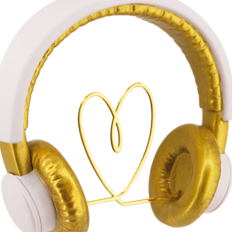 White Gold Headphones Christmas Ornament closeup view image number 5