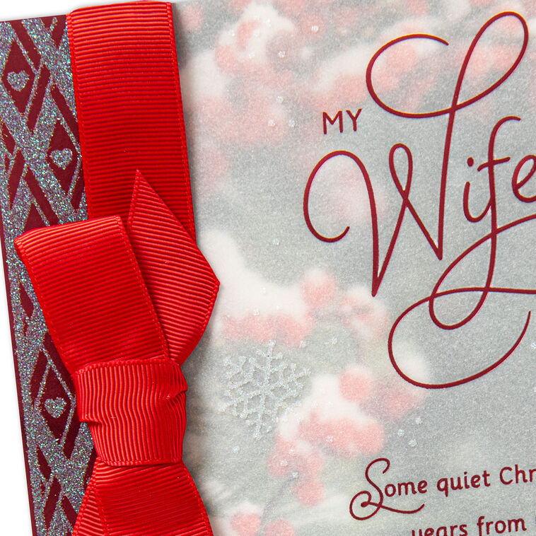 Berries and Snowflakes With Bow Wife Christmas Card Card Front Detail image number 5