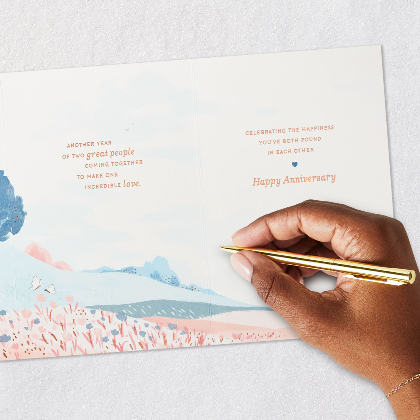 Pastel Landscape Anniversary Card for Couple Signing card image number 9