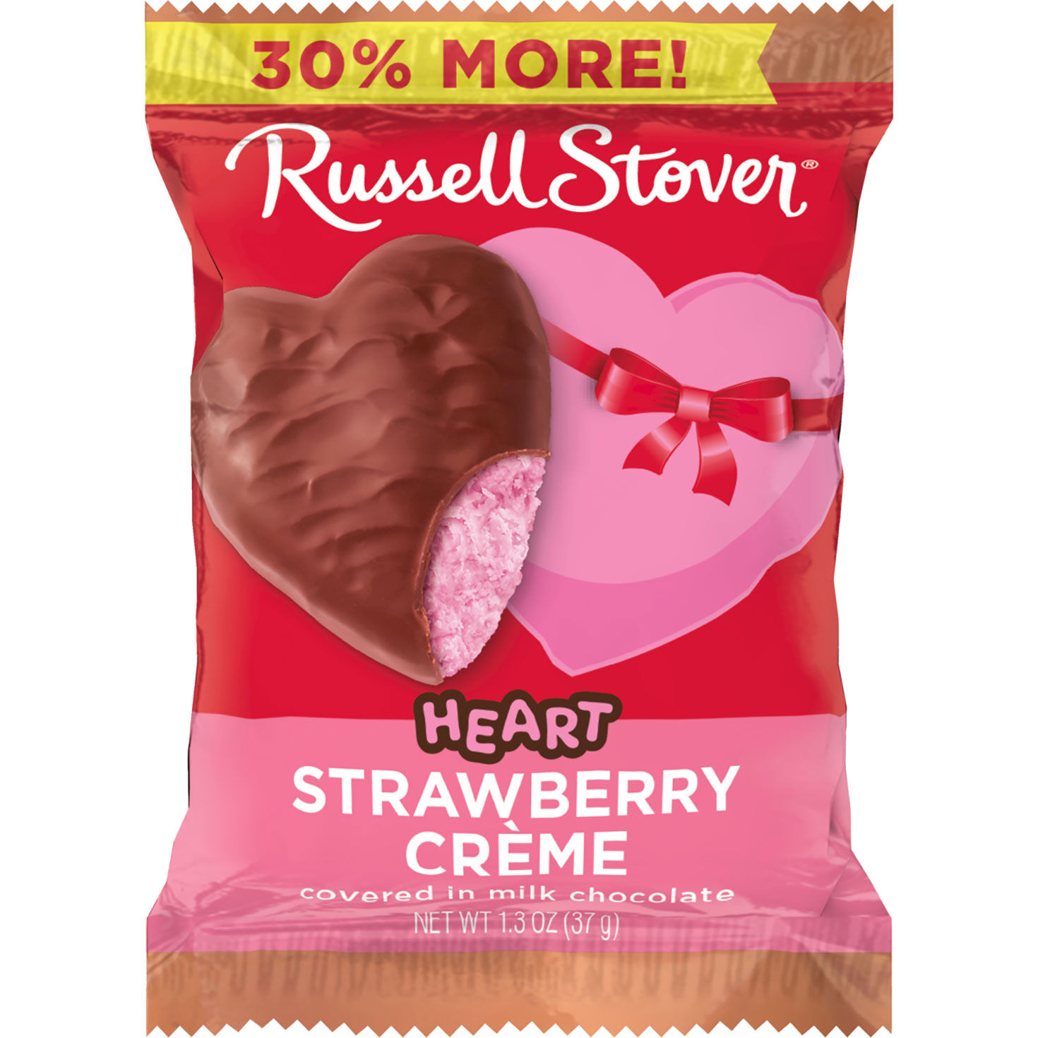 Russell Stover Milk Chocolate Strawberry Crème Heart, 1.3 oz.