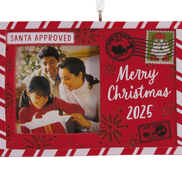 Holiday Postcard Photo Frame Christmas Ornament closeup view image number 5