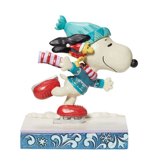 Jim Shore Peanuts Snoopy & Woodstock Ice Skating Figurine, 6.2", 