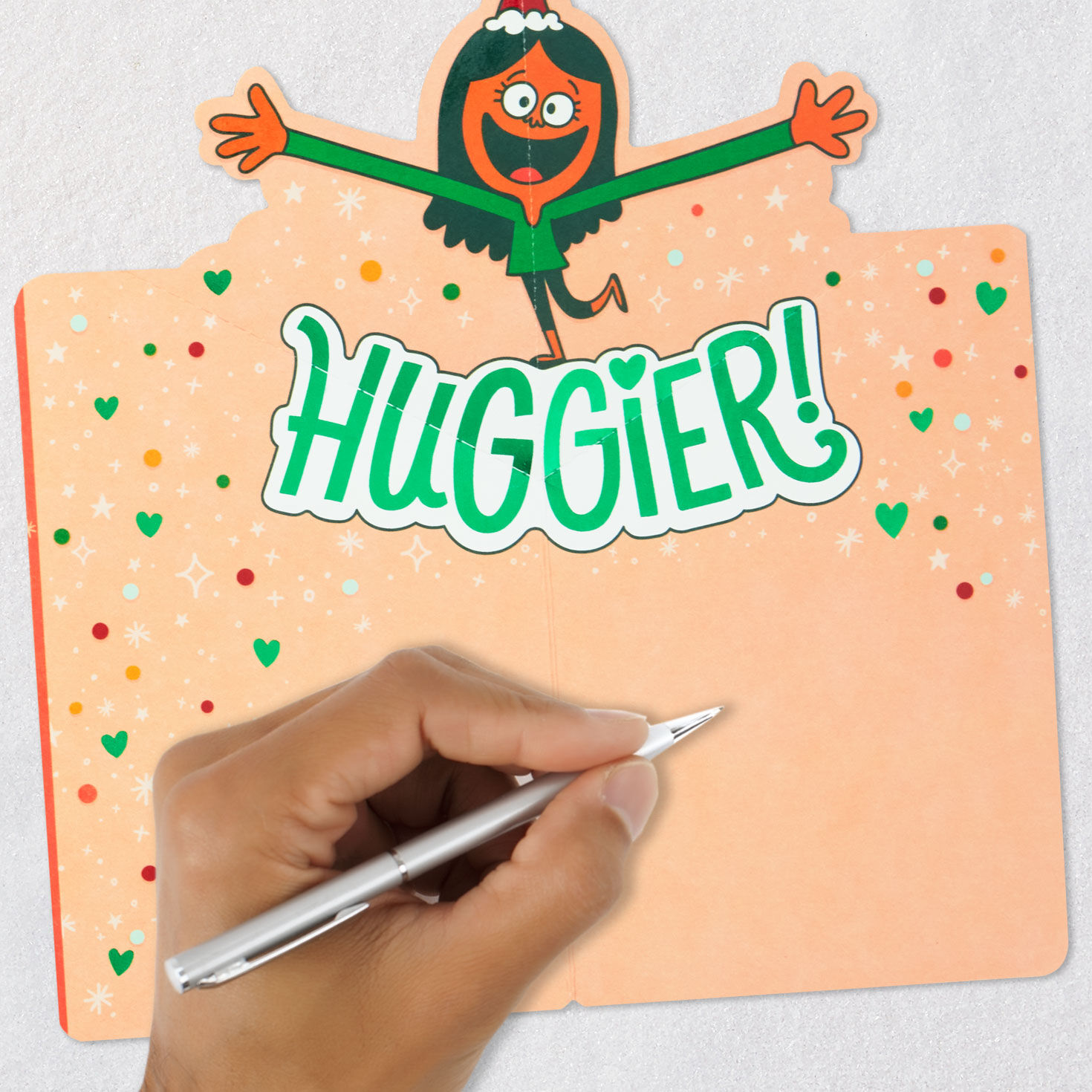 Pink and Green Pop-Up Granddaughter Christmas Card Signing card image number 6