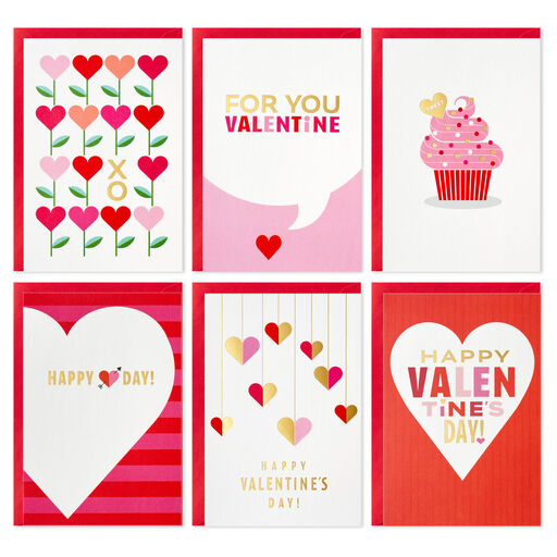 Modern Hearts Boxed Valentine's Day Cards, Pack of 36, 