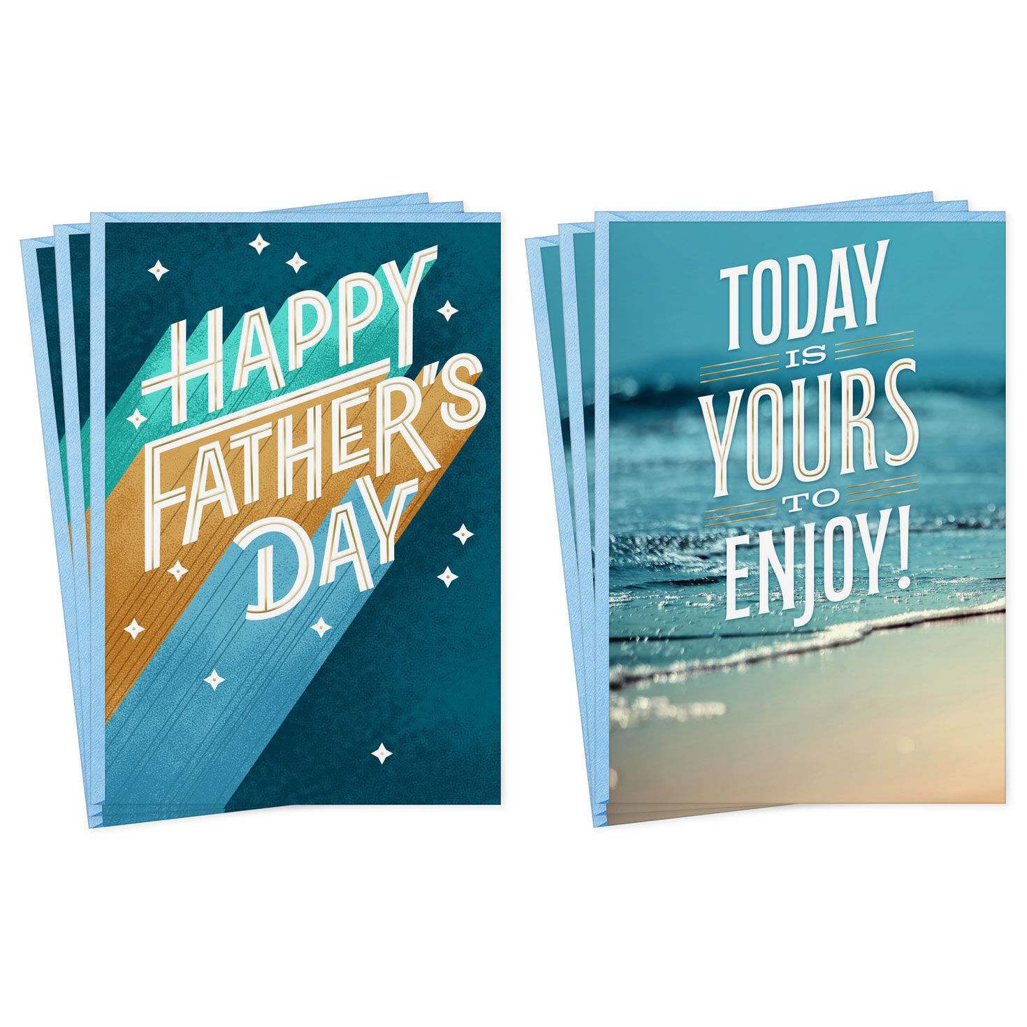 Blue and Beachy Father's Day Cards, Pack of 6