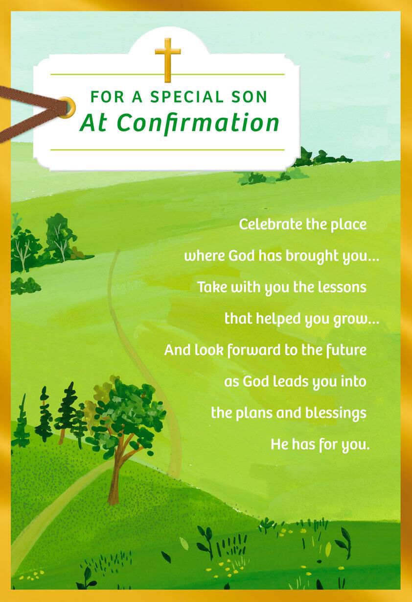 Green Hills With Path Confirmation Card For Son