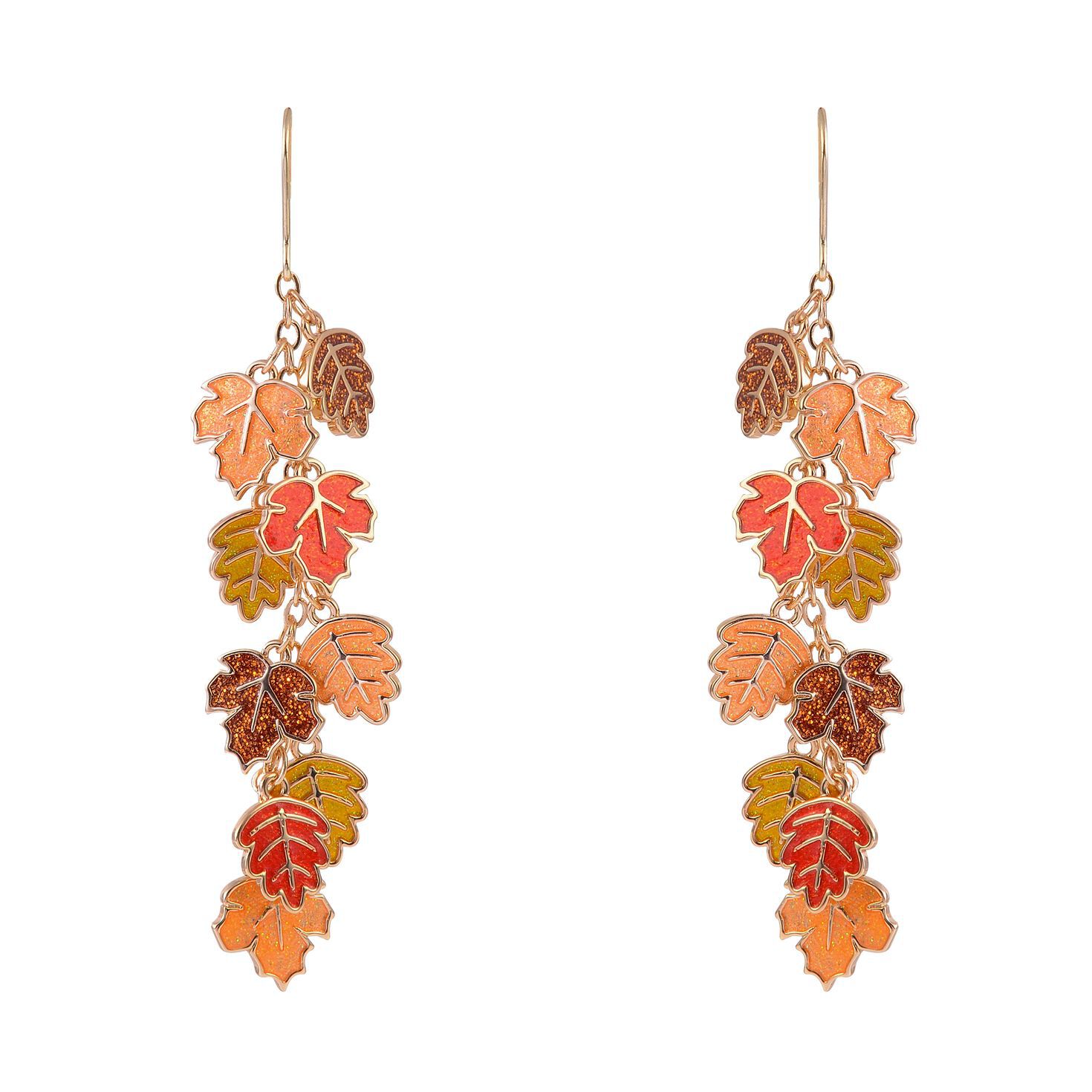 Enamel Leaf Linear Earrings front image number 3