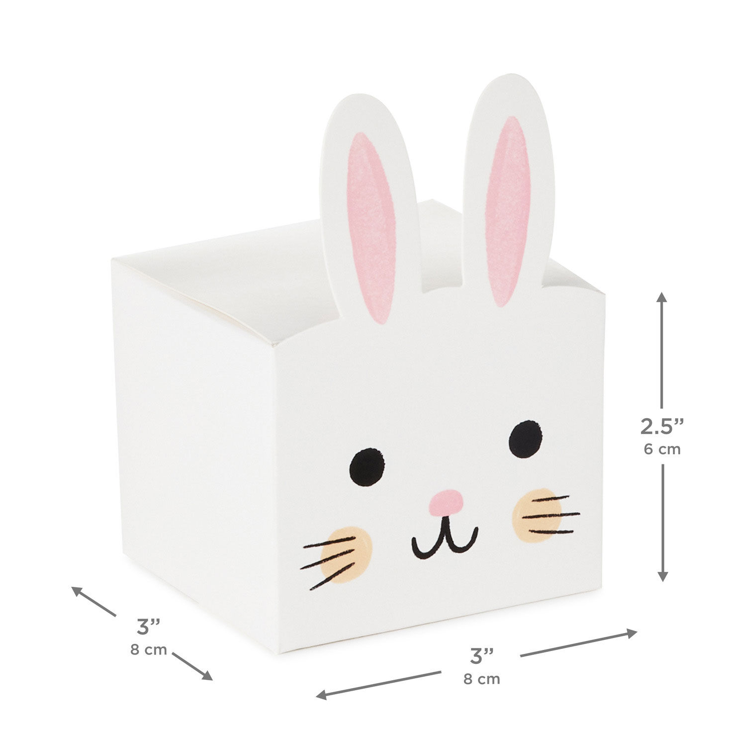 White Bunny Face Easter Treat Boxes With Die-Cut Ears measurement image number 3