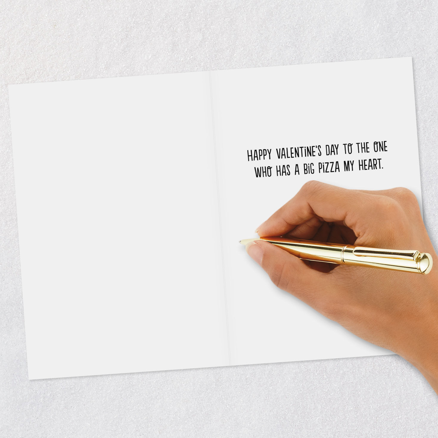 Big Pizza My Heart Funny Valentine's Day Card Signing card image number 6