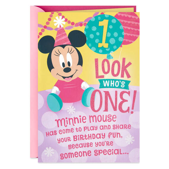 Disney Minnie Mouse Cupcake Pop-Up First Birthday Card