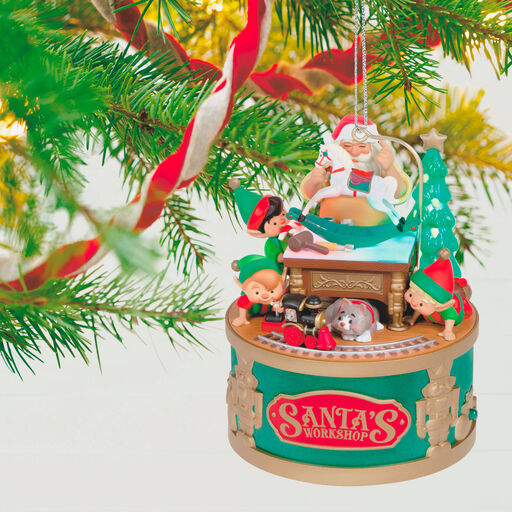 Santa's Workshop Wonders Ornament With Light, Sound and Motion, 