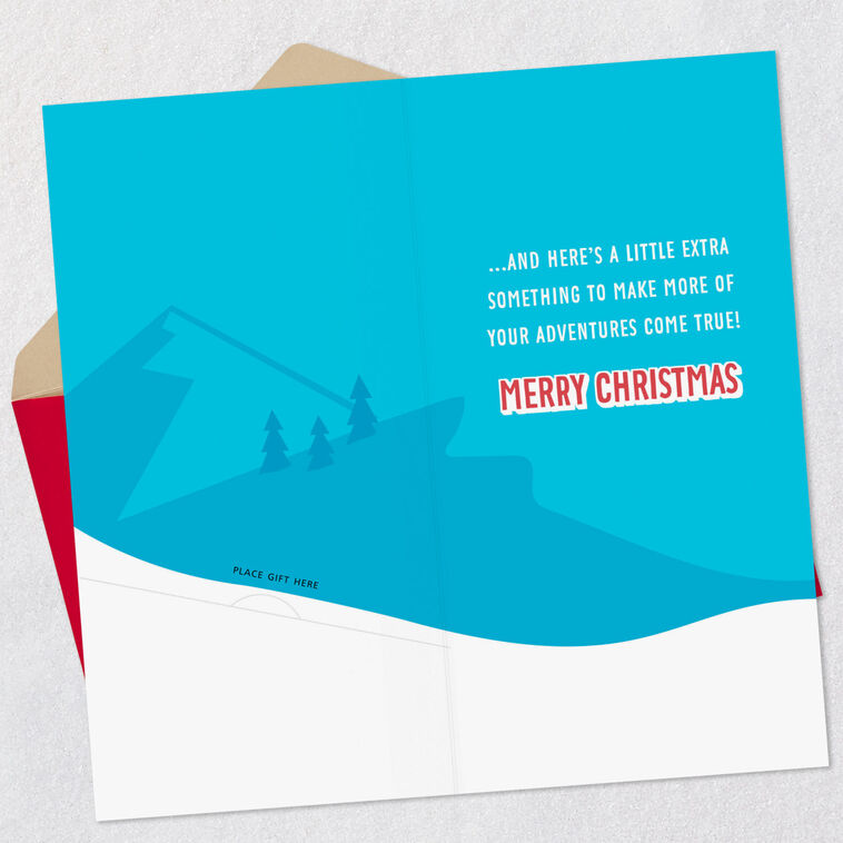 Sledding Polar Bear Christmas Card for Grandson Open card with envelope image number 4