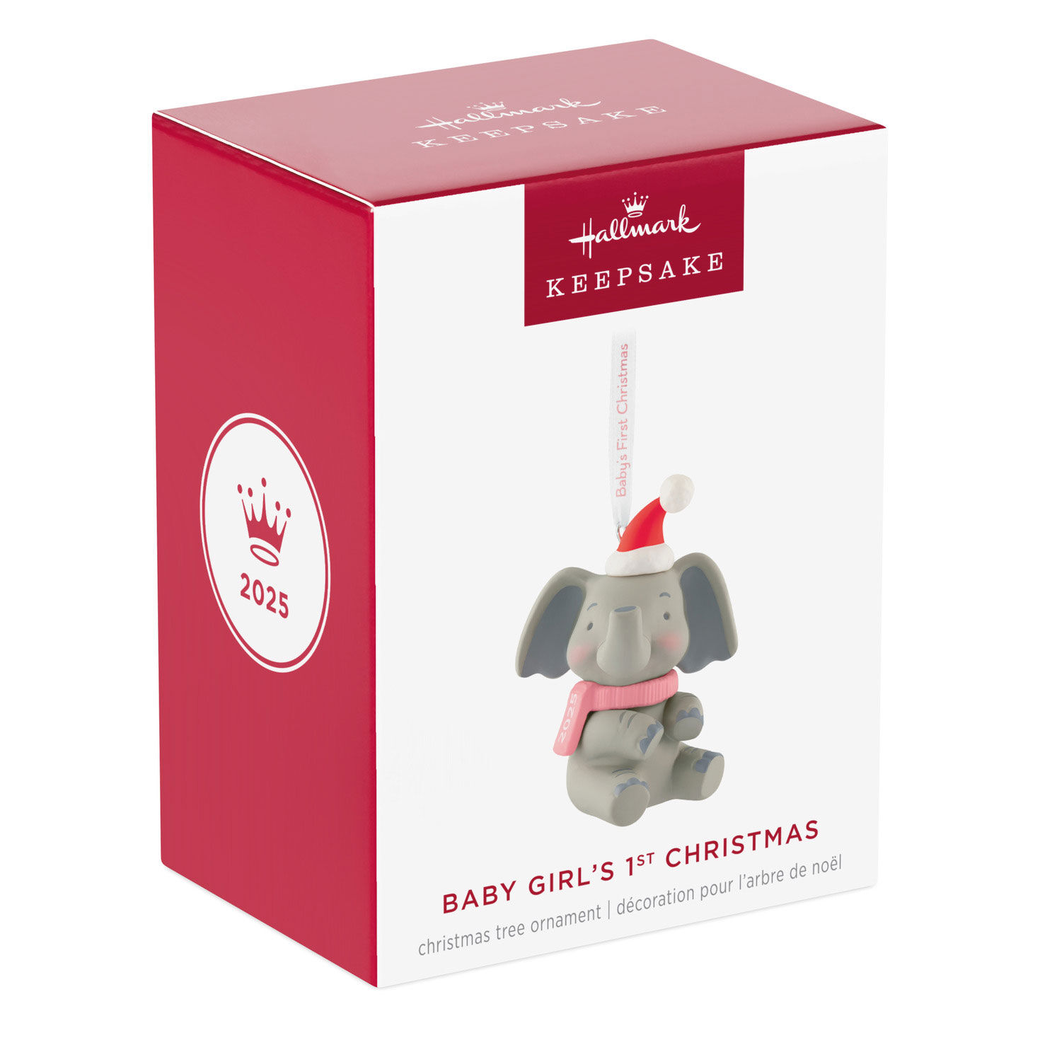 Baby Girl 1st Christmas Elephant Keepsake Ornament Packaging front image number 7