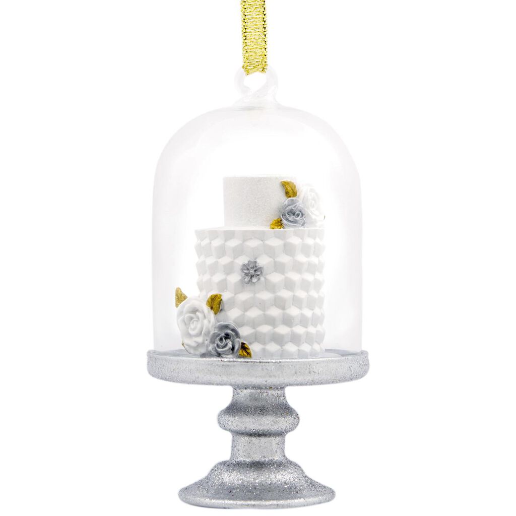 Signature Premium Wedding Cake In Cloche Hallmark Ornament