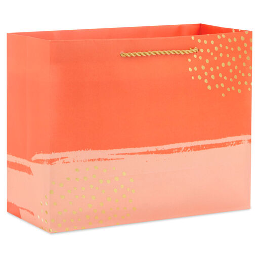 7.7" Orange and Coral Medium Horizontal Gift Bag, 