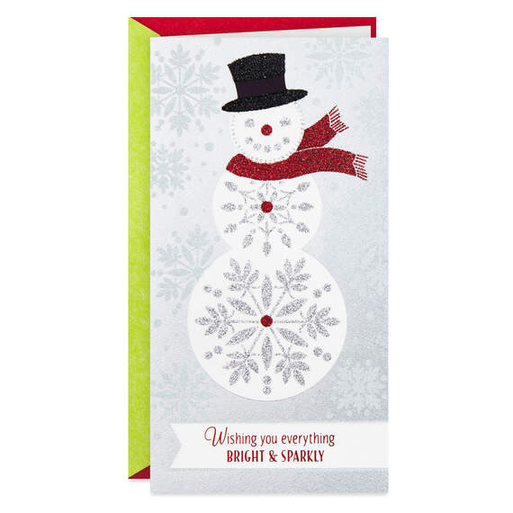Bright and Sparkly Snowman Money Holder Christmas Card, , large image number 1