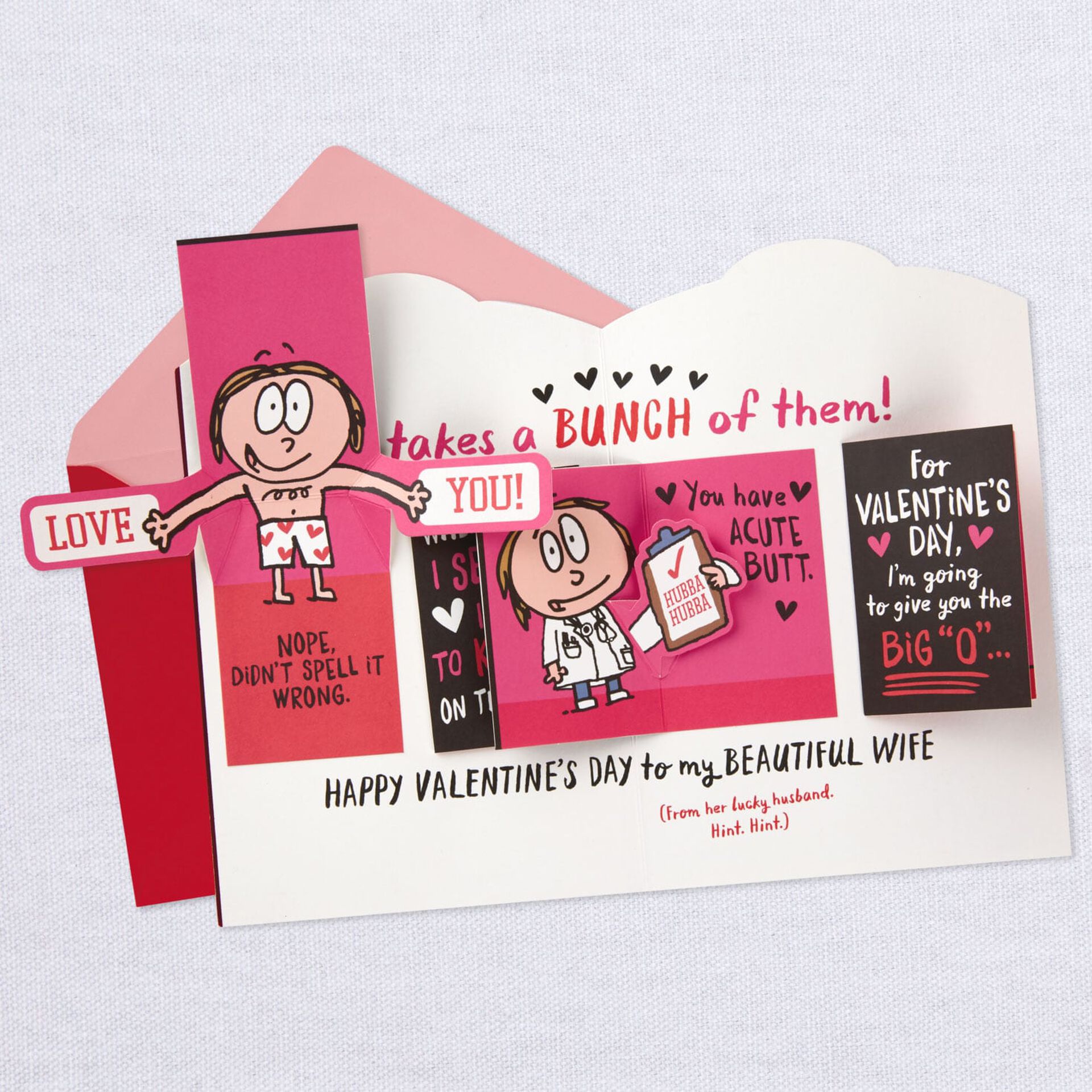 saucy funny valentines day card for wife with pop up mini cards