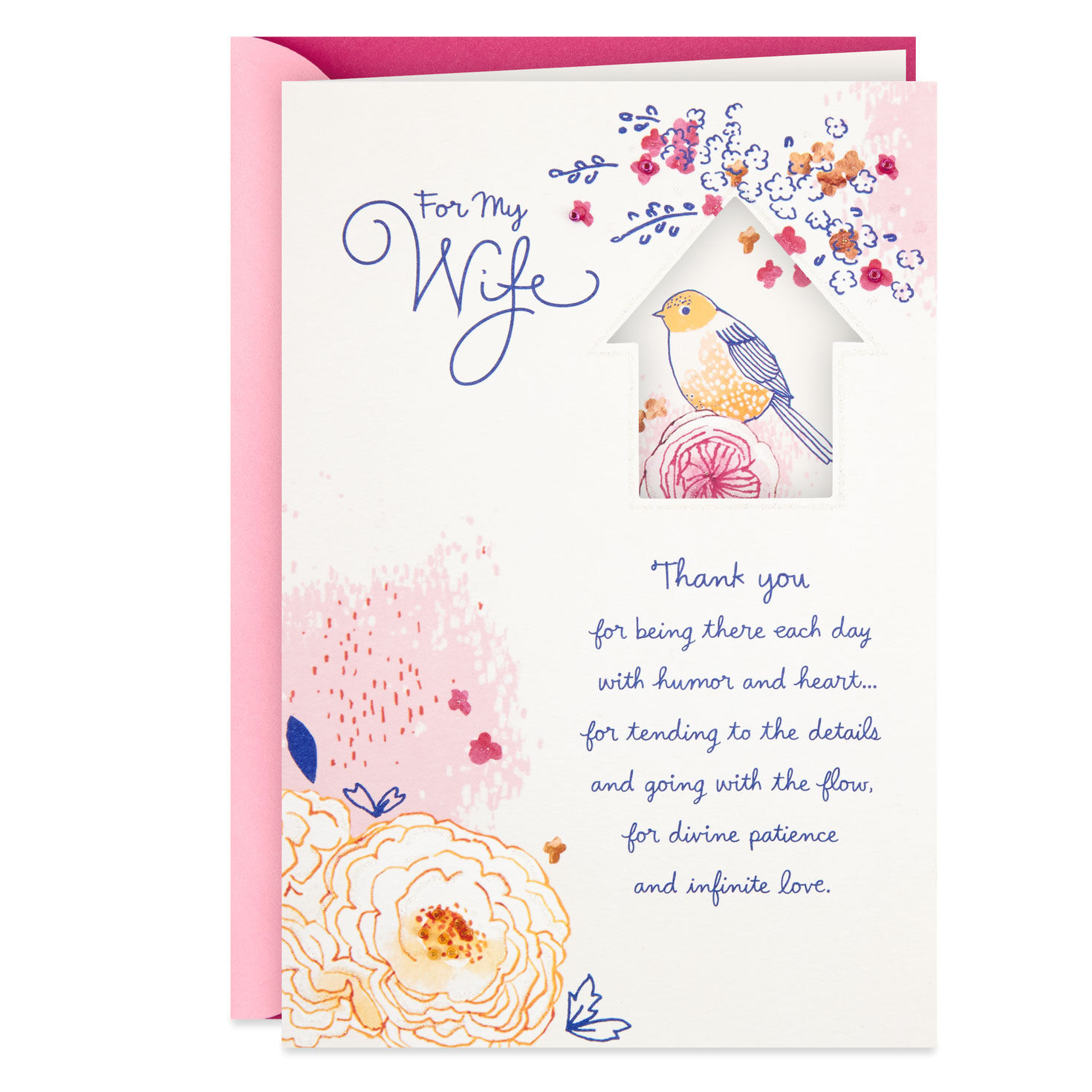 Bird House and Flowers Mother's Day Card for Wife