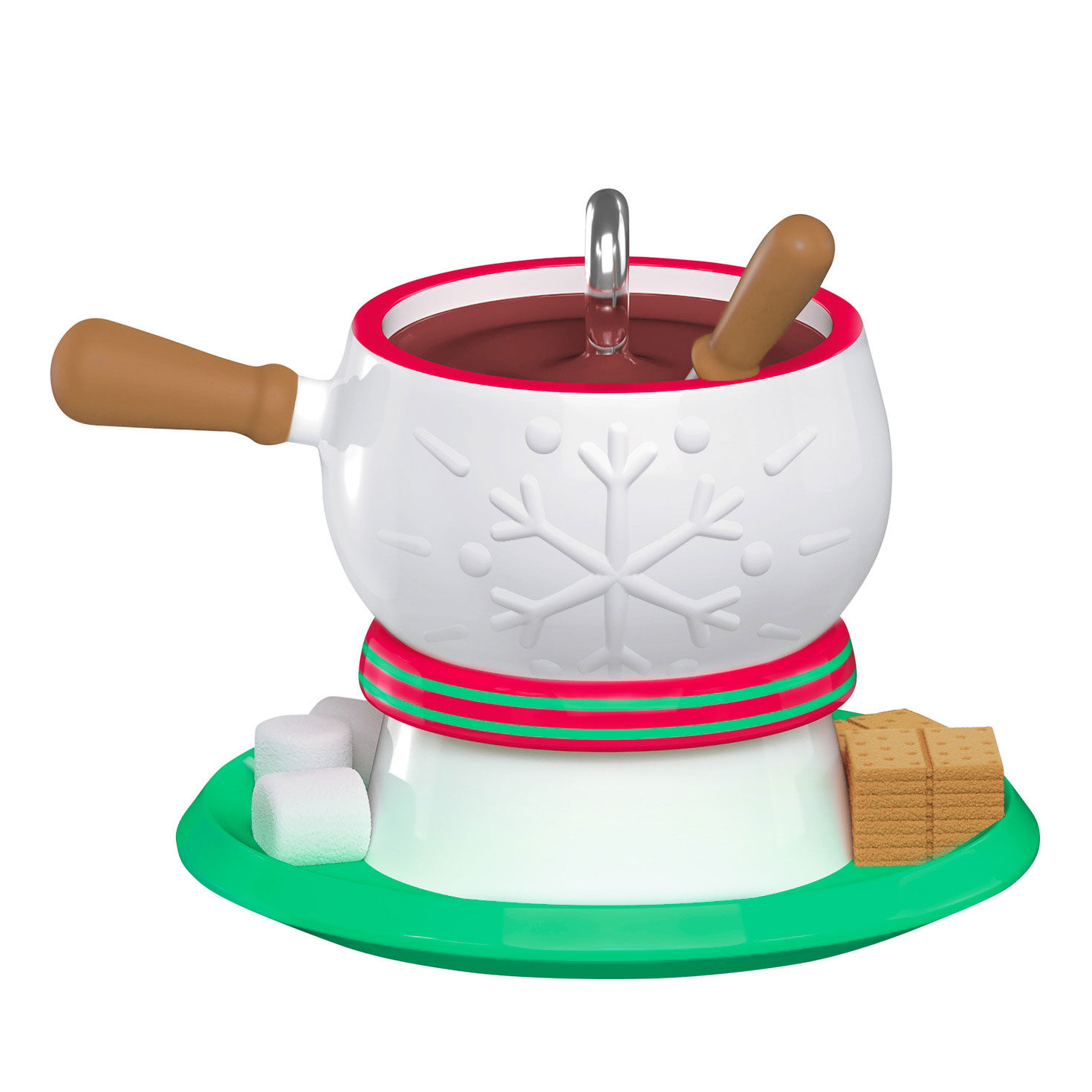 Snowman Fondue Pot Keepsake Ornament Back image number 6