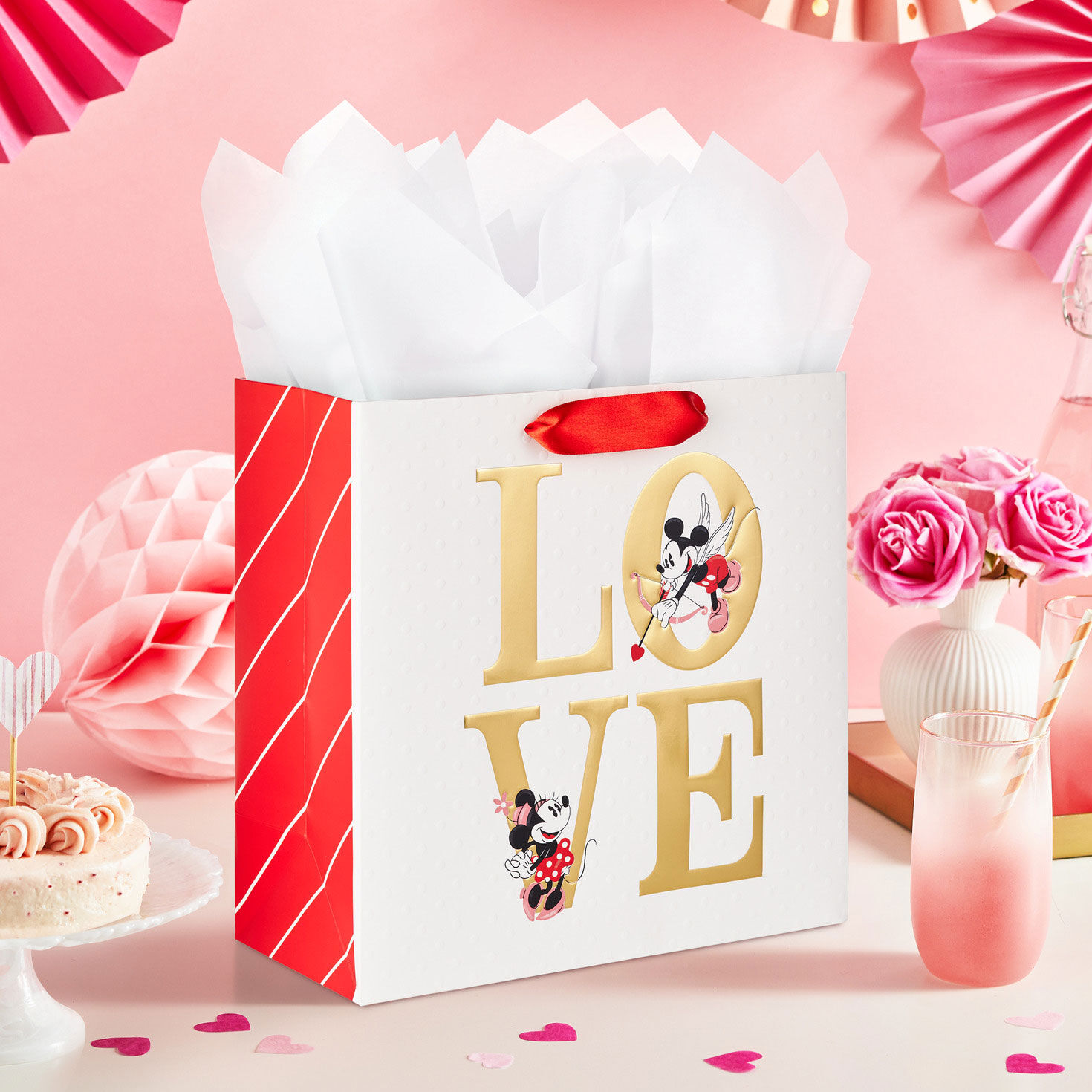 10.4" Disney Mickey and Minnie Love Large Square Gift Bag, , large image number 2