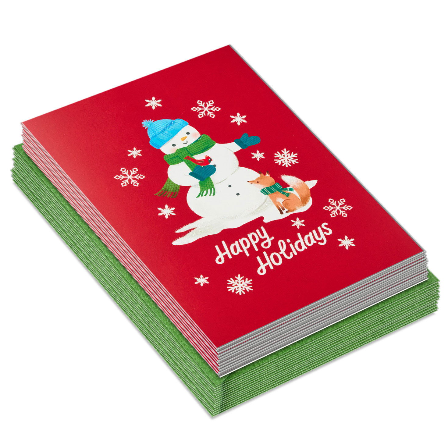 Snowman and Fox Boxed Christmas Cards front stacked image number 2